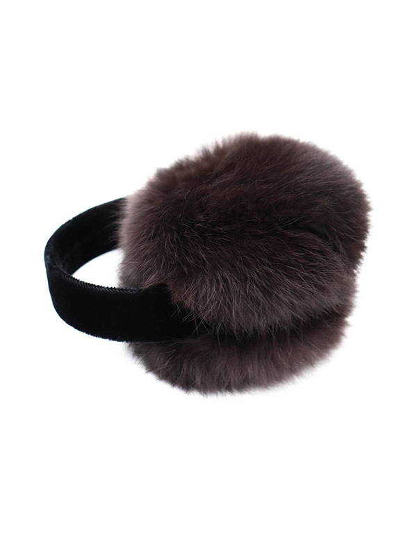 Rabbit Fur Earmuffs with Velvet Band: Assorted