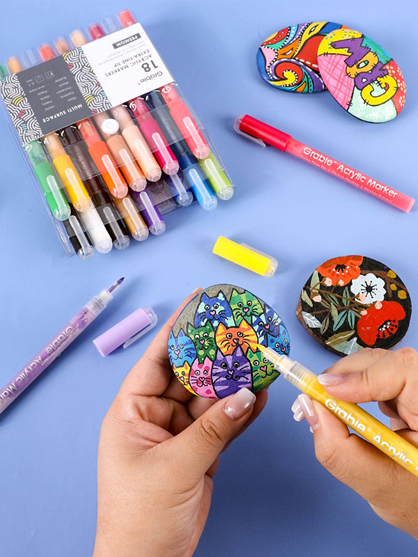 Extra Fine Tip Acrylic Paint Markers: Set of 18