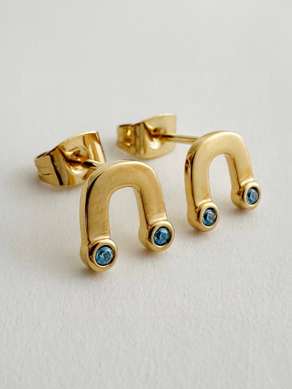 Crystal Cloud Arc Studs: Gold