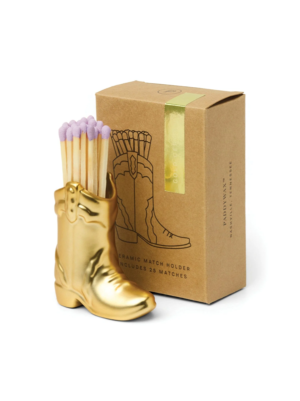 Cowboy Boot Match Holder: Gold Metallic