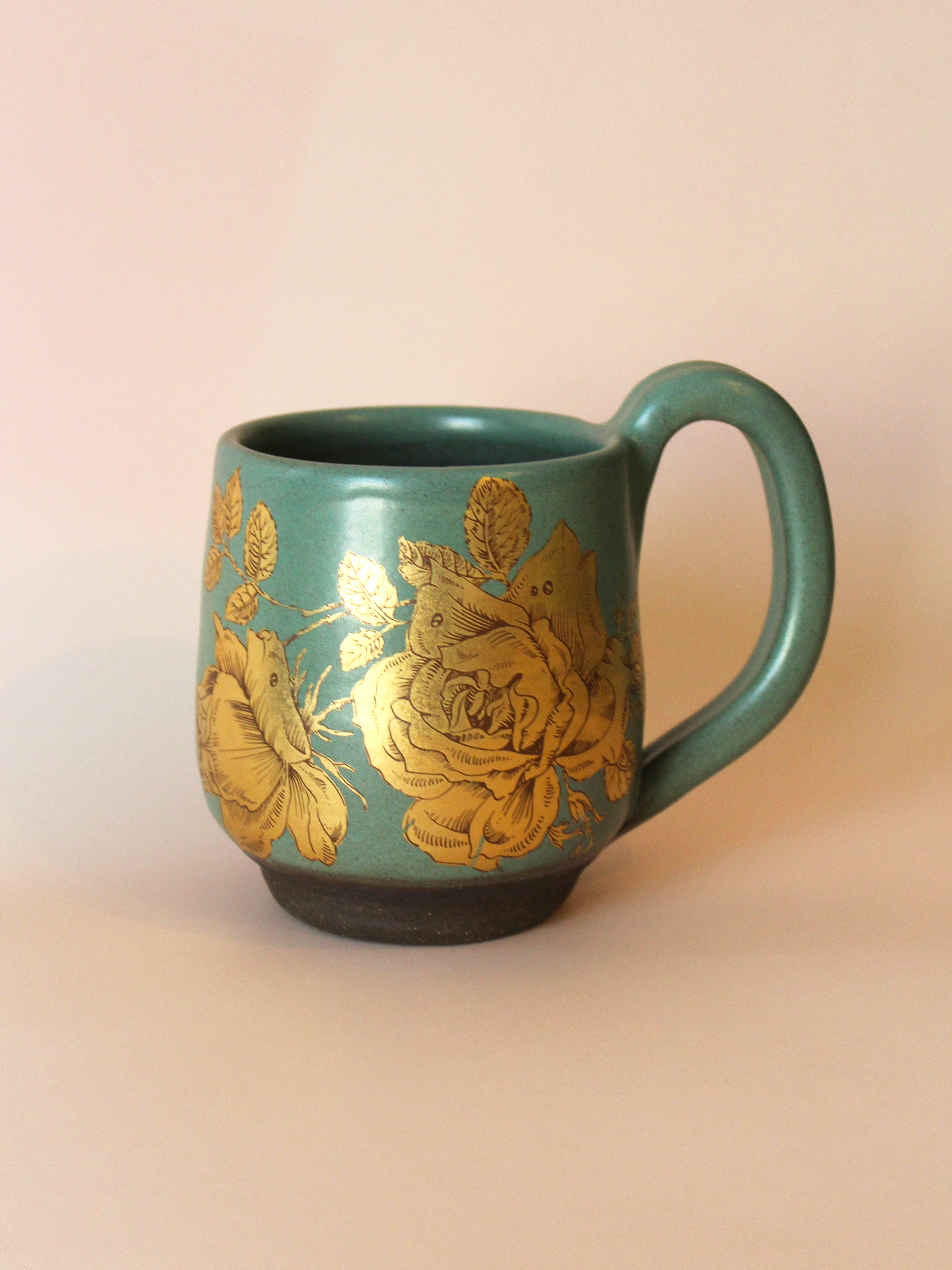 Mug: Gold Rose (Forest Green)