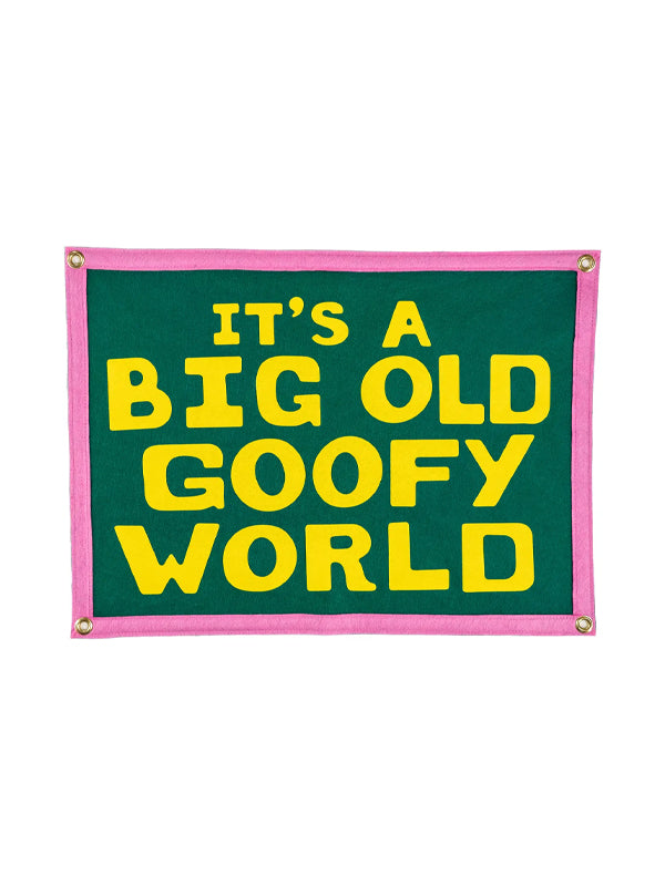 John Prine x Oxford Pennant: It's A Big Old Goofy World Camp Flag