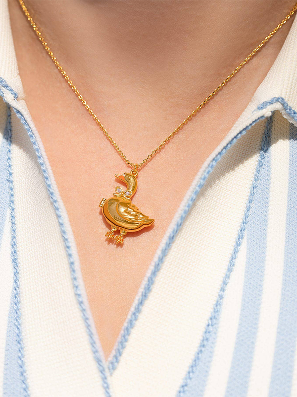 Mother Goose Locket Necklace: Gold
