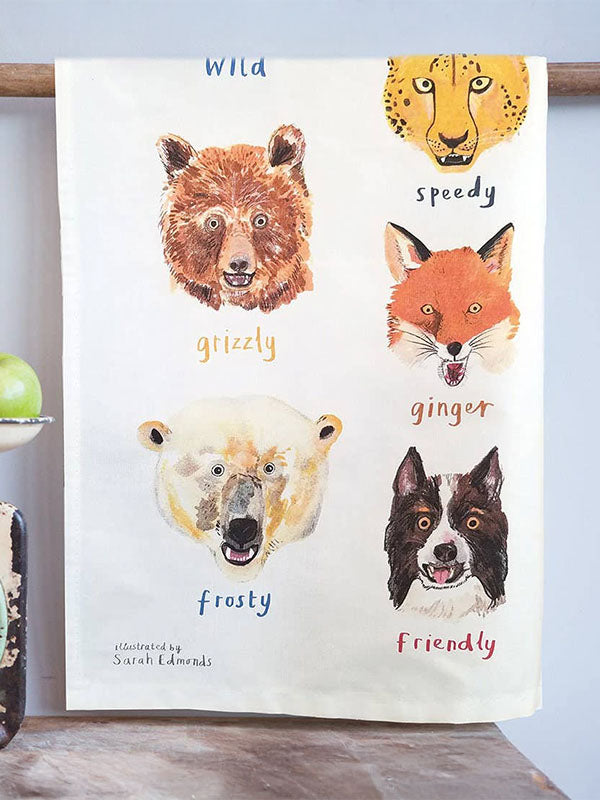 Animal Cotton Tea Towel: Growlers