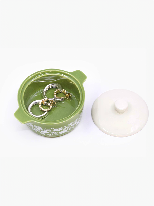 Mini Pyrex-Inspired Casserole Trinket Box: Spring Blossom
