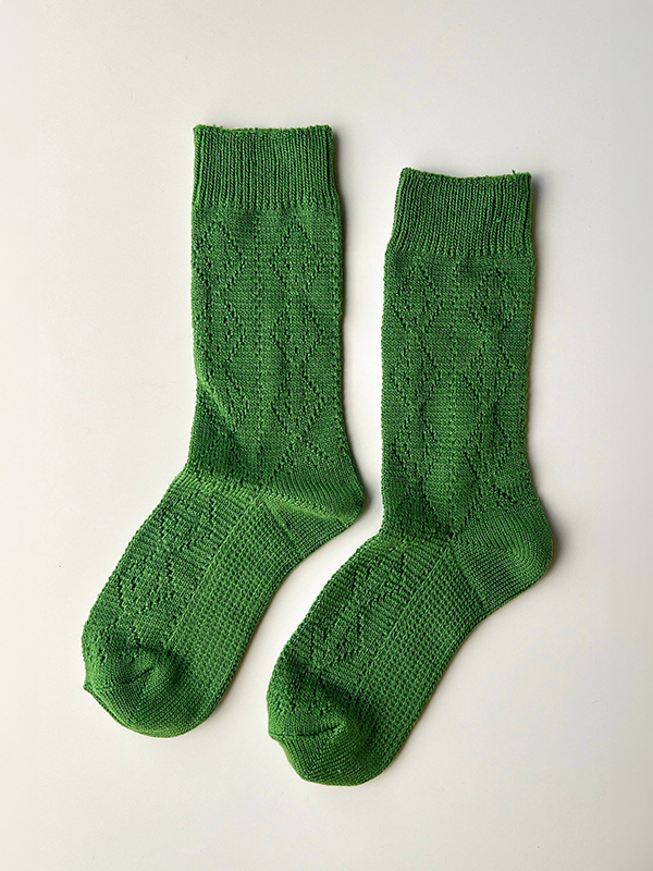 Modal Eyelet Socks: Palm Green