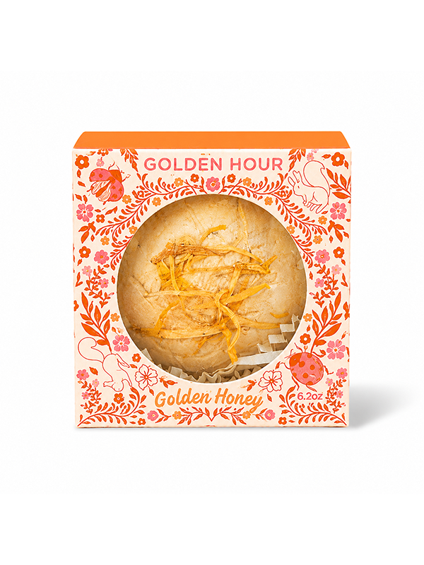 The Golden Hour Bath Bomb in Golden Honey