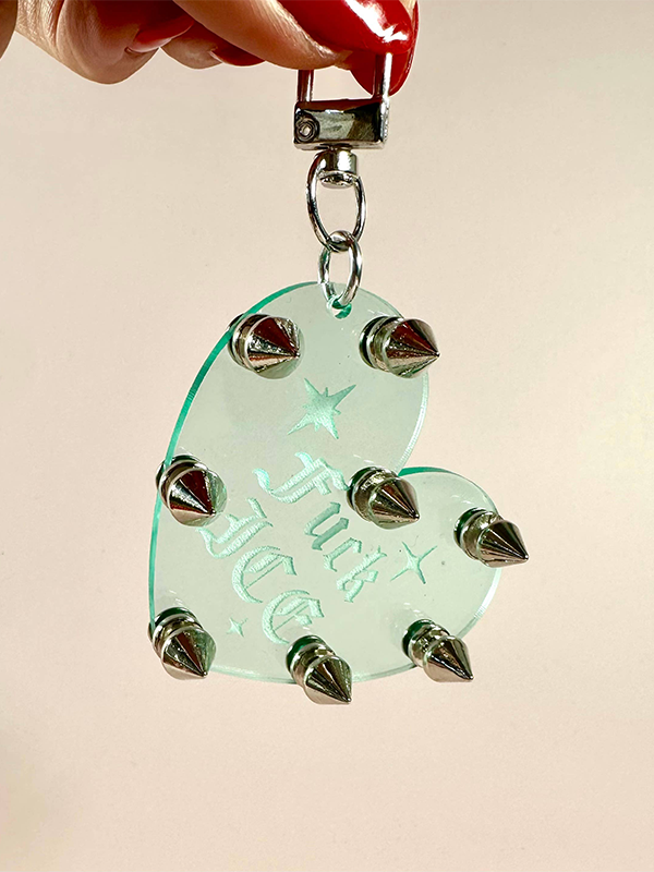 F*ck ICE Studded Bag Charm: Blue Glass
