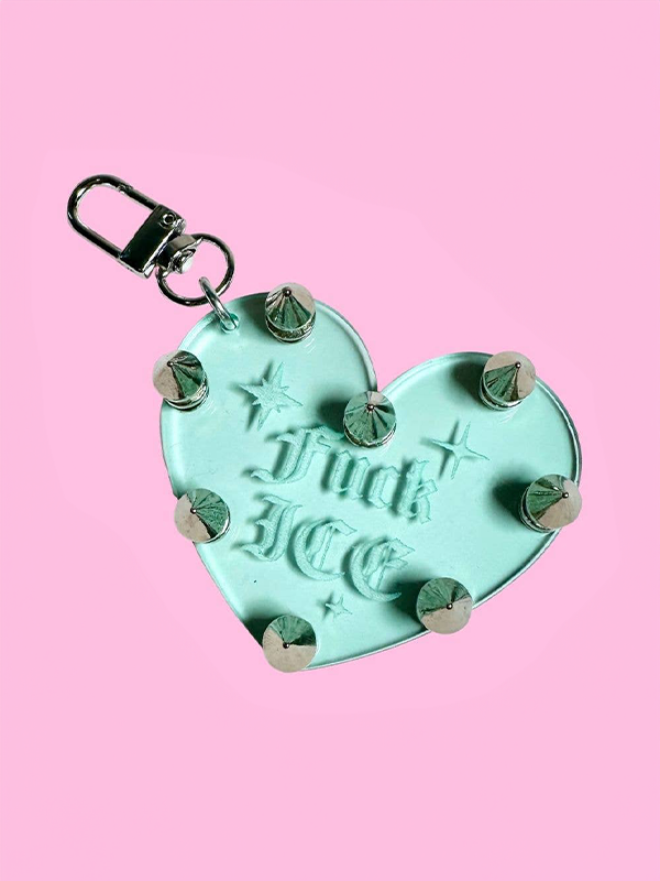 F*ck ICE Studded Bag Charm: Blue Glass