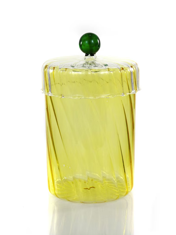 Lidded Pom Jar: Large Yellow