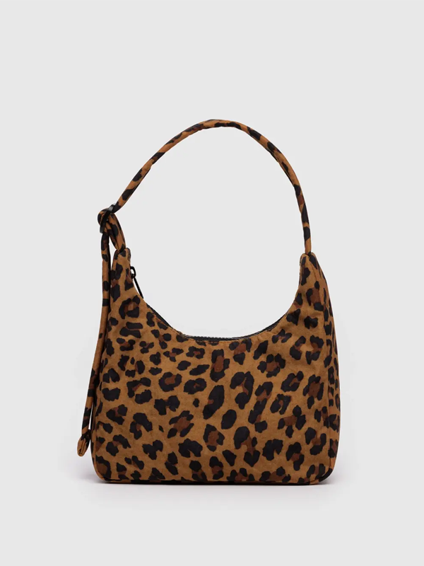 Mini Nylon Shoulder Bag: Leopard