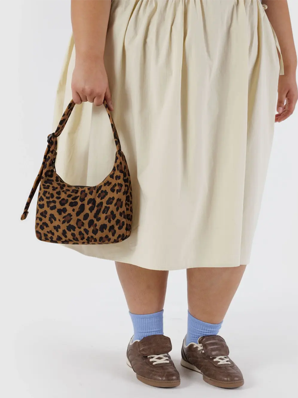 Mini Nylon Shoulder Bag: Leopard