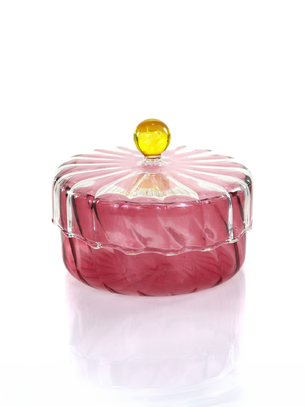 Lidded Pom Jar: Small Pink