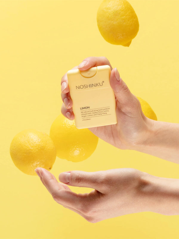 Lemon pocket hand sanitizer with a zesty, fresh scent, packaged in a compact bottle perfect for on-the-go cleaning and a burst of citrus freshness