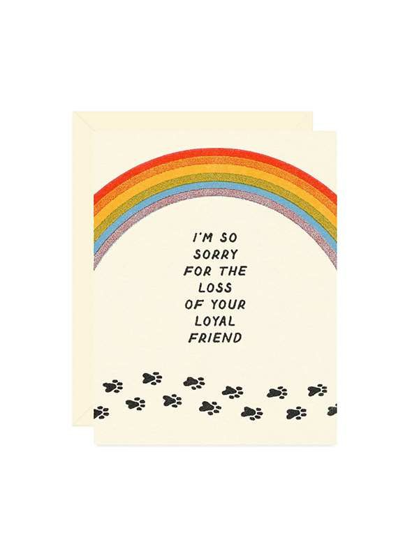 Rainbow Paw Prints Pet Sympathy Card