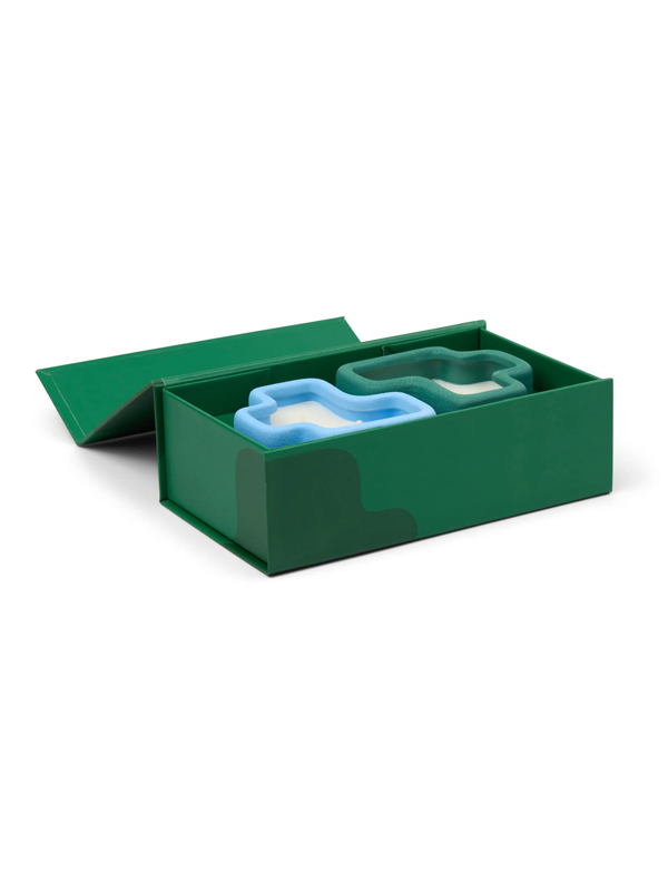 Jigsaw Ceramic Vessel Candles (Set of 2): Wild Mint & Misted Lime