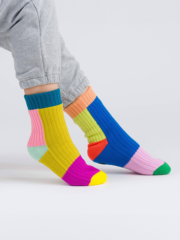 Mismatch House Socks: Rainbow