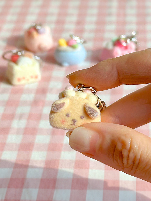 Fuzzy Cake Keychain Blind Box: Assorted