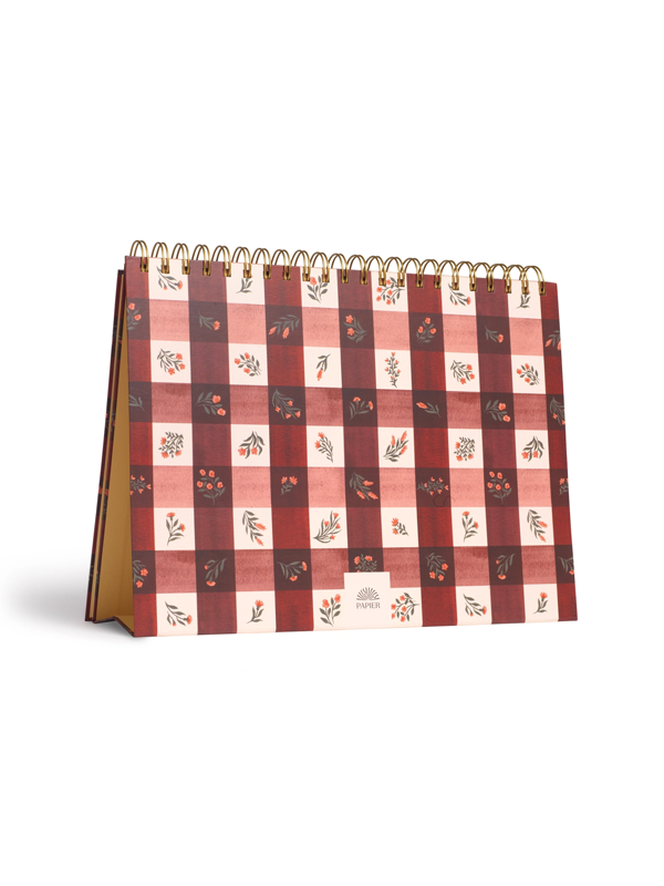 Floral Gingham Monthly Desk Pad