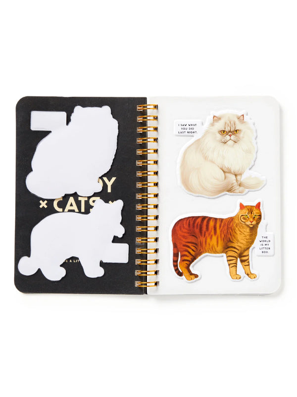 Moody Cats Sticker Book featuring a collection of cute and expressive cat illustrations, perfect for adding a playful touch to any surface.