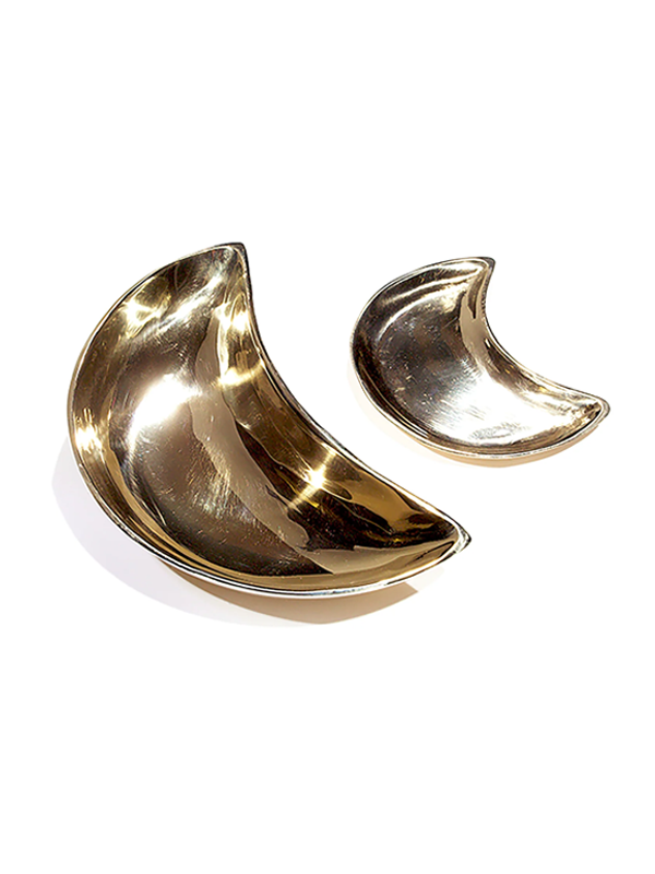Crescent Moon Dish Tray: Polished Brass