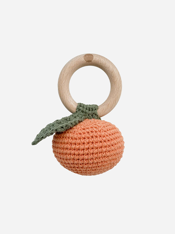 Crochet Teether Rattle: Orange