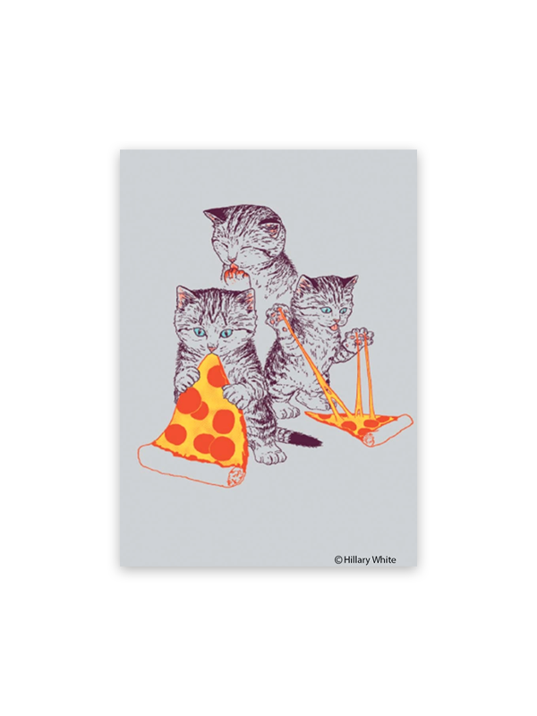 Magnet: Kitties Eating Pizza