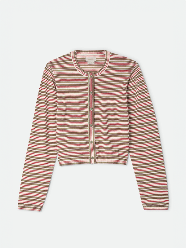Bixby Lightweight Cardigan: Green Multi Stripe