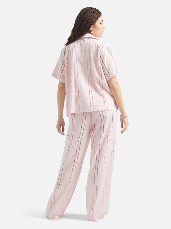 The Mercer Wide Leg Trouser Pant: Chalk Pink