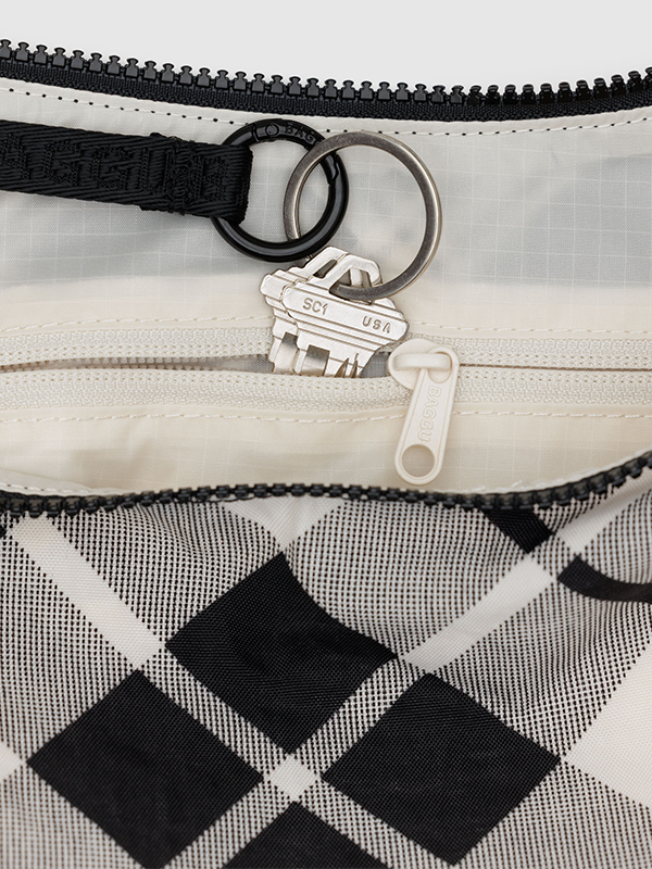 Medium Nylon Crescent Bag: Mixed Plaid