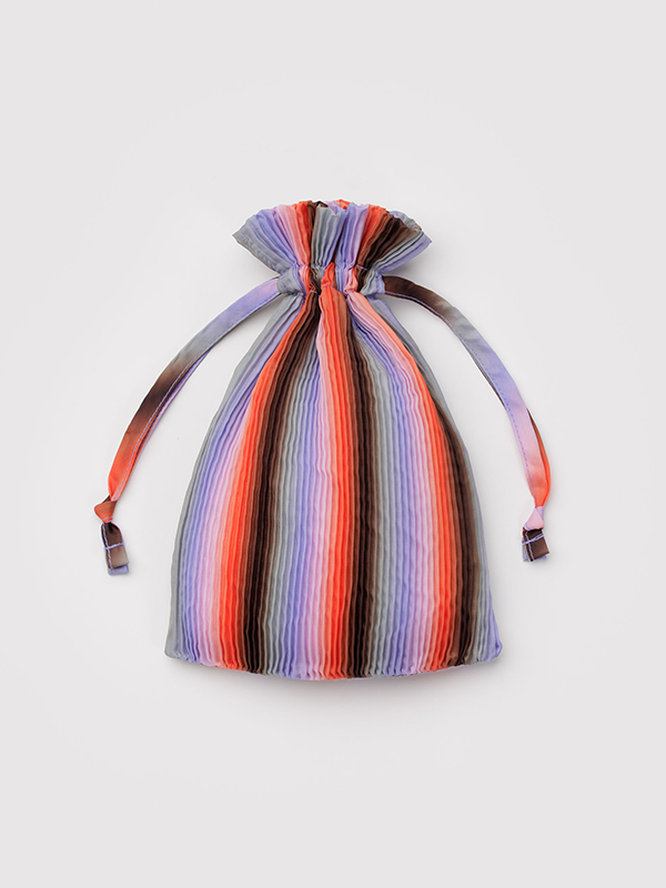 Pleated Baggu: Gradient Stripe Poppy & Lilac