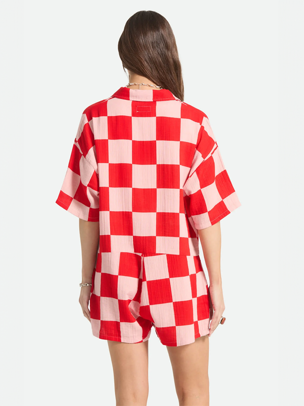 The Getaway Romper: Silver Pink/Adrenaline Rush Checkerboard