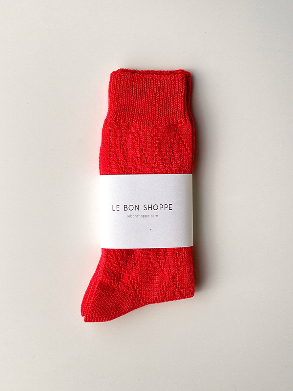 Modal Eyelet Socks: Poppy Red
