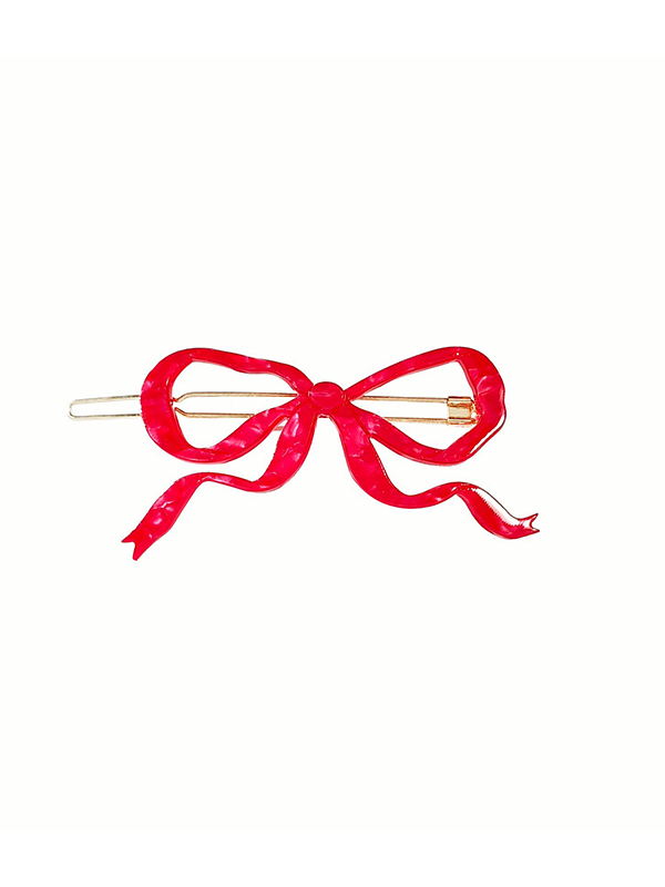 Ribbon Bow Clip: Red