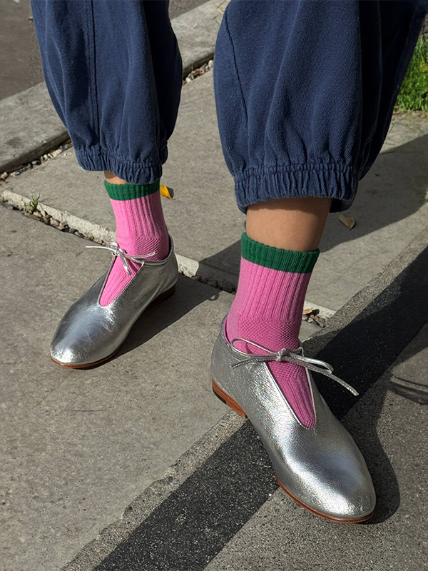 Color Block Girlfriend Socks: Rose Green
