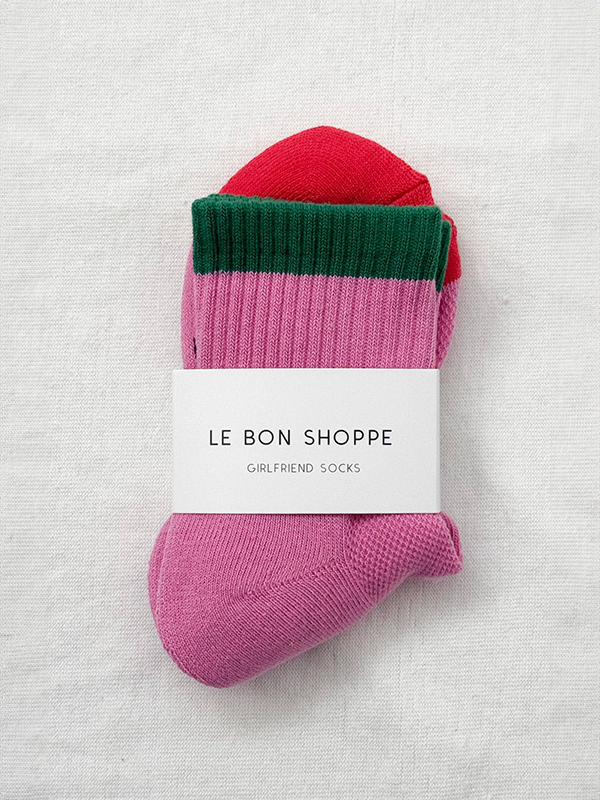 Color Block Girlfriend Socks: Rose Green
