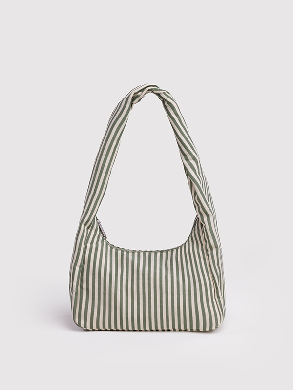Small Nylon Meringue Bag: Sage Stripe