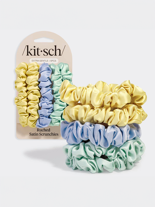 Ruched Satin Scrunchies: Multi Color (Set of 5)