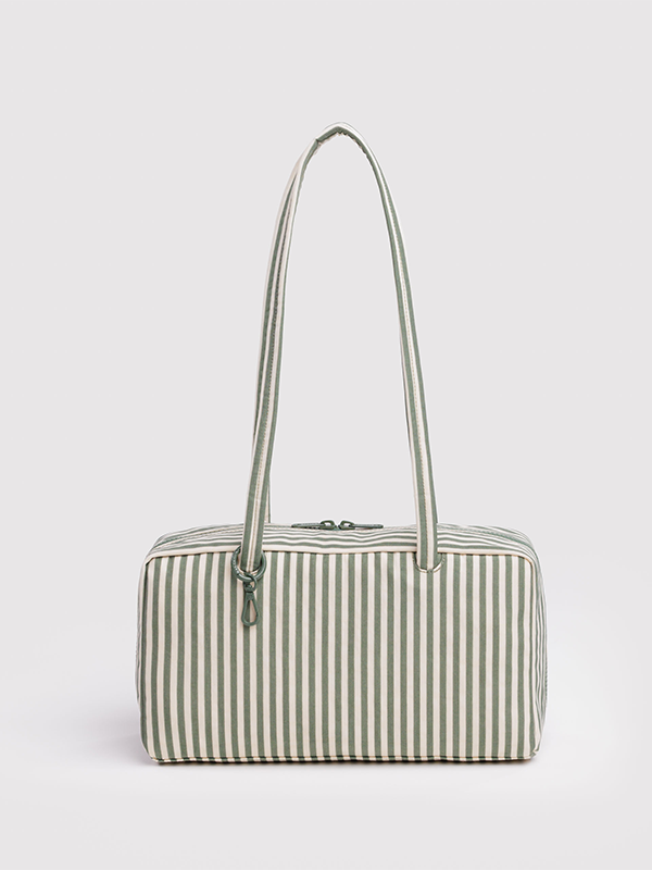 Nylon Bowler Bag: Sage Stripe