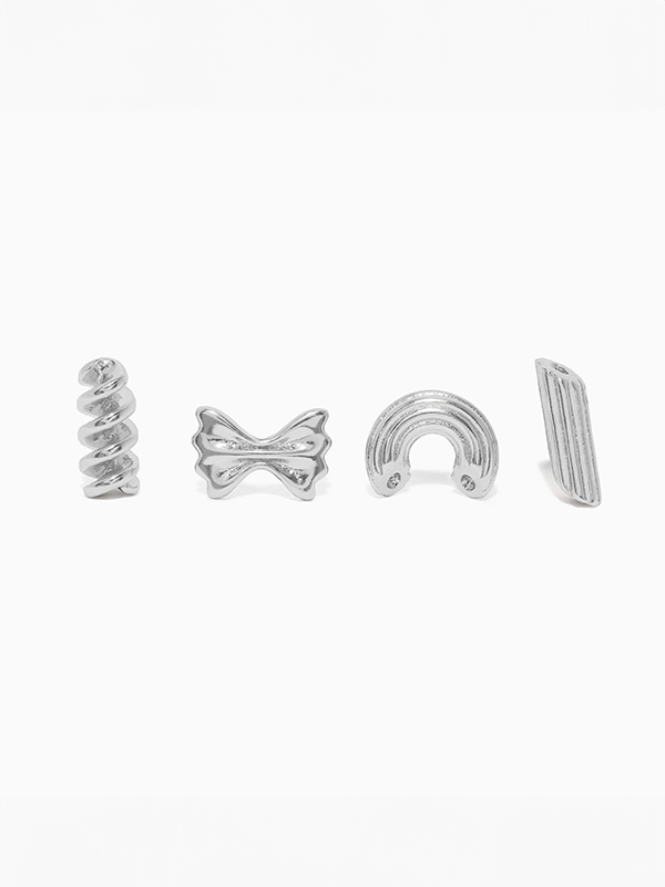 Al Dente Pasta Stud Set: Silver