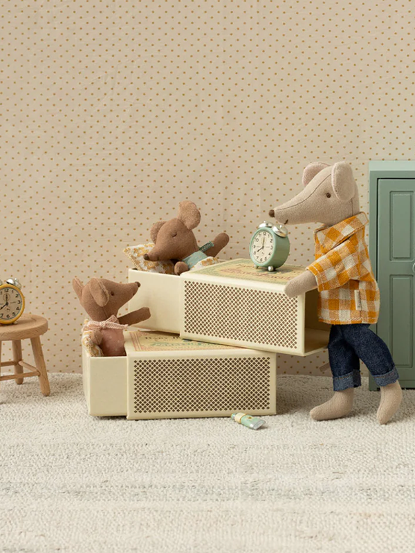 Sleepy Wakey Baby Mouse in Matchbox: Blue