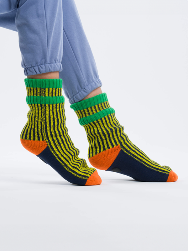 Gym House Socks: Yellow Navy