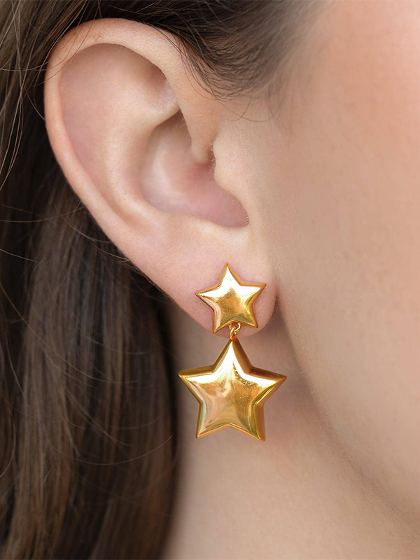 Chasing Stars Dangle Earrings: Gold