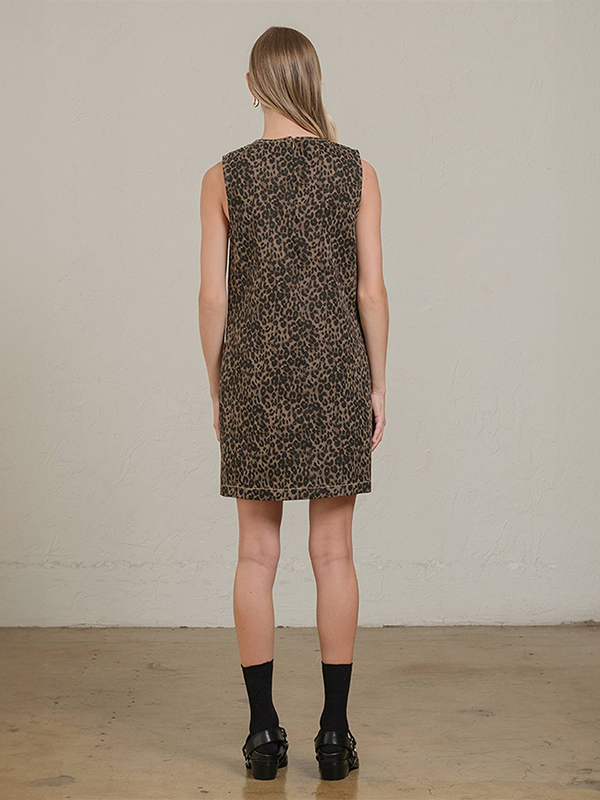 Embroidered Shift Dress: Leopard Print