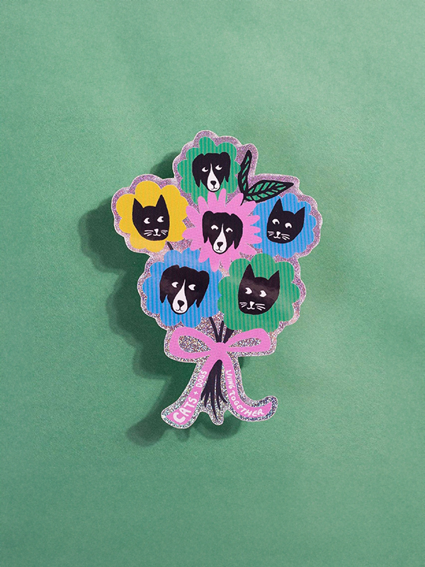 Cat and Dog Glitter Sticker