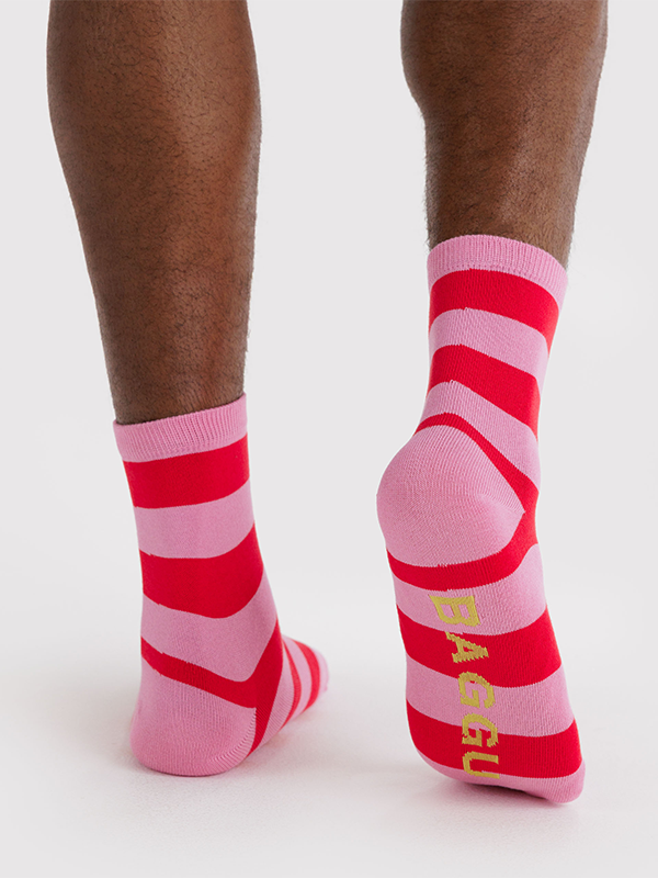 Baggu Crew Sock: Pink Stripe