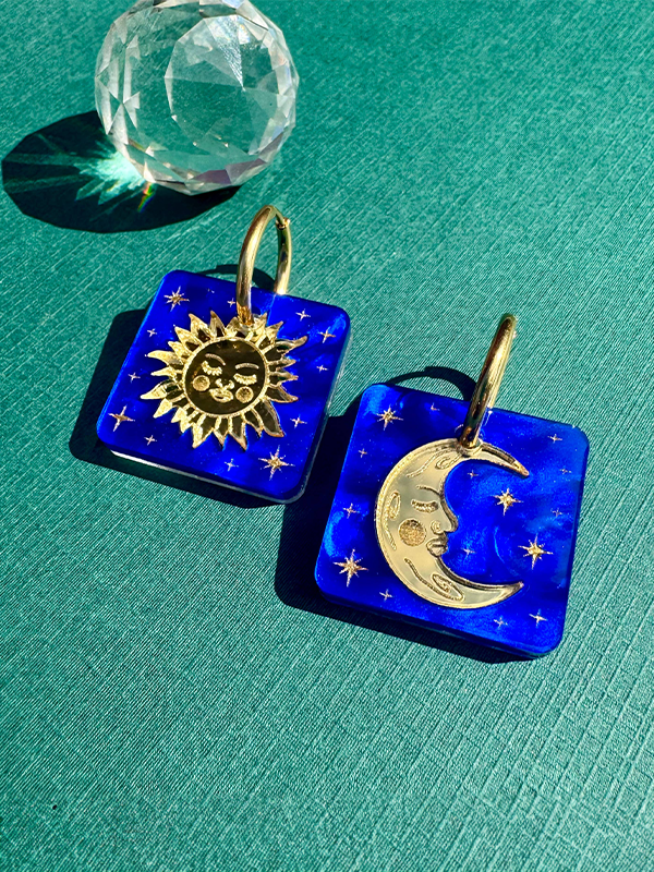 Sun and Moon Tiles Earrings