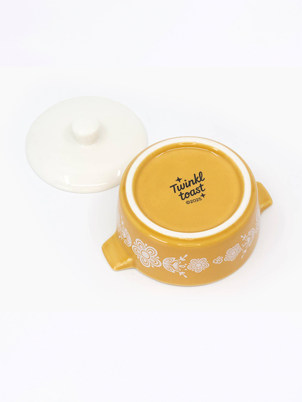 Mini Pyrex-Inspired Casserole Trinket Box: Butterfly Gold
