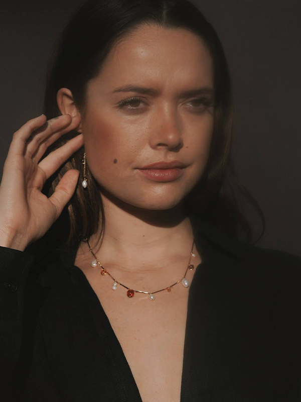 Fête Necklace: Gold Plated (Tan)