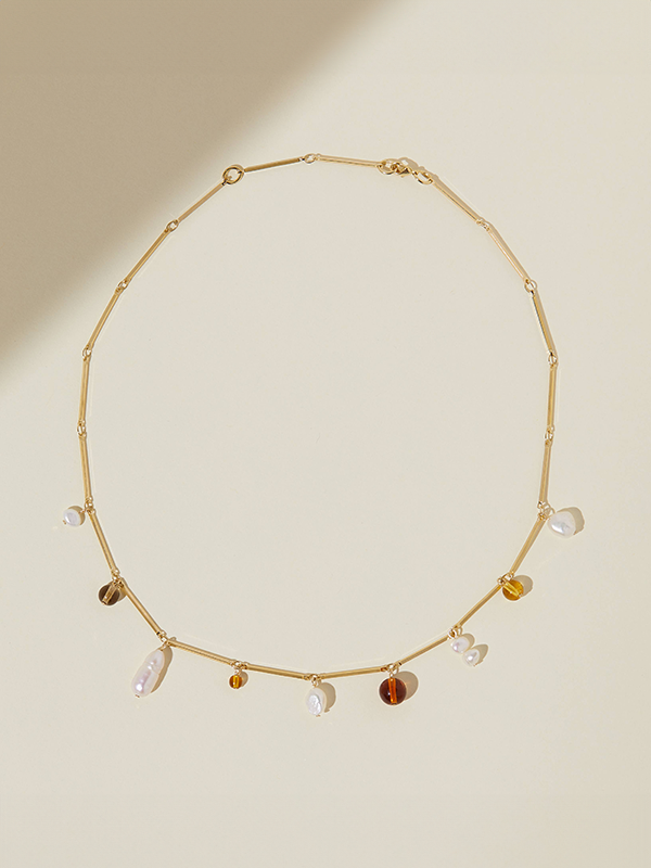 Fête Necklace: Gold Plated (Tan)